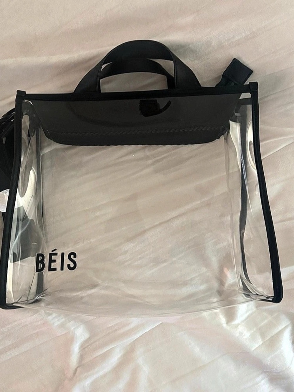 BÉIS The Stadium Tote Clear Tote Bag Black. NWOT